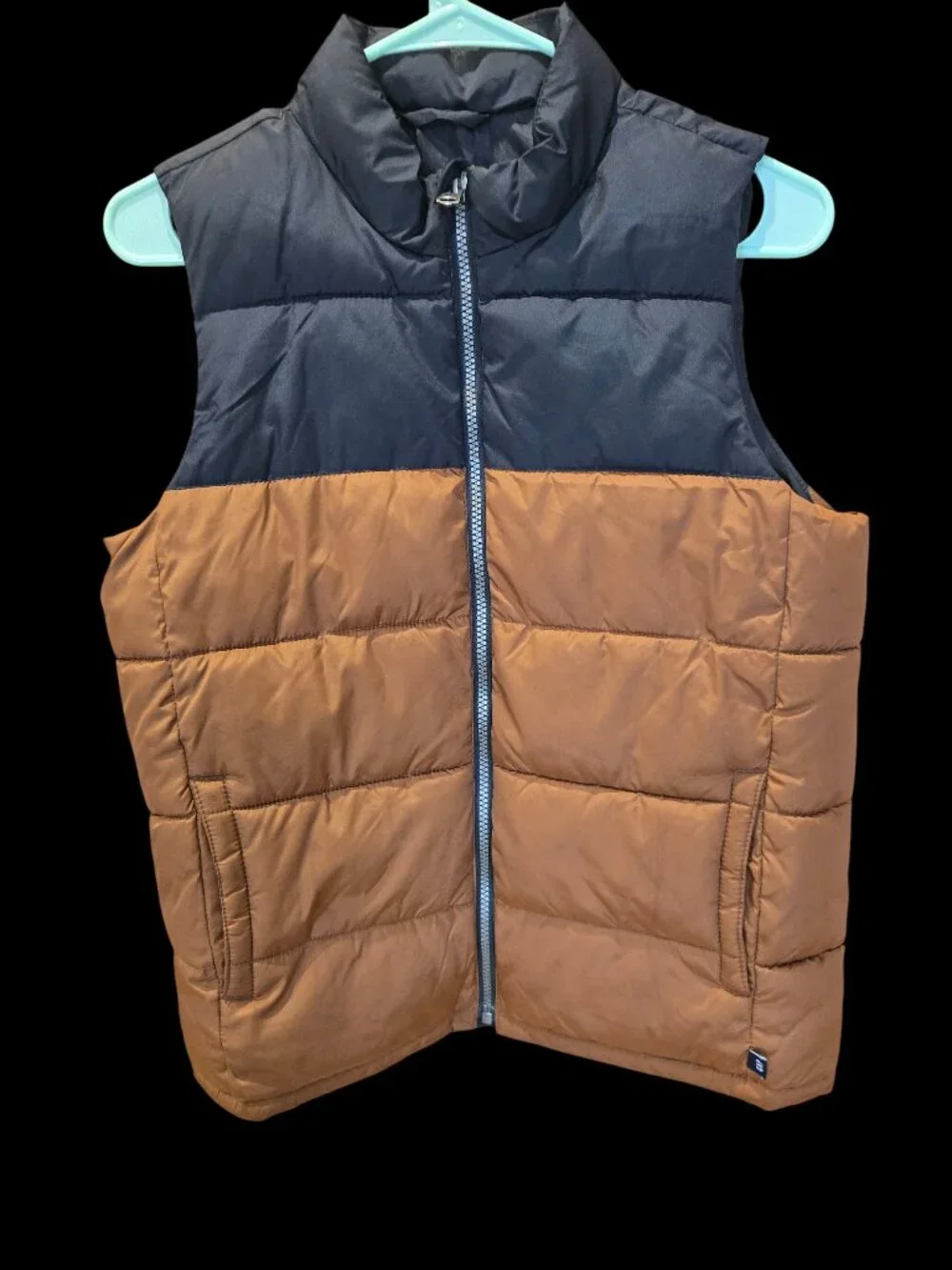 GAP Kids Unisex Quilted Puffer Vest Gilet Colorblock Black Brown Size XL